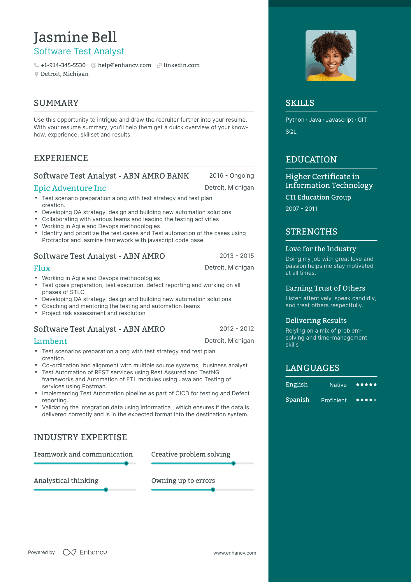 Software Test Analyst Resume Examples & Guide for 2023 (Layout, Skills ...