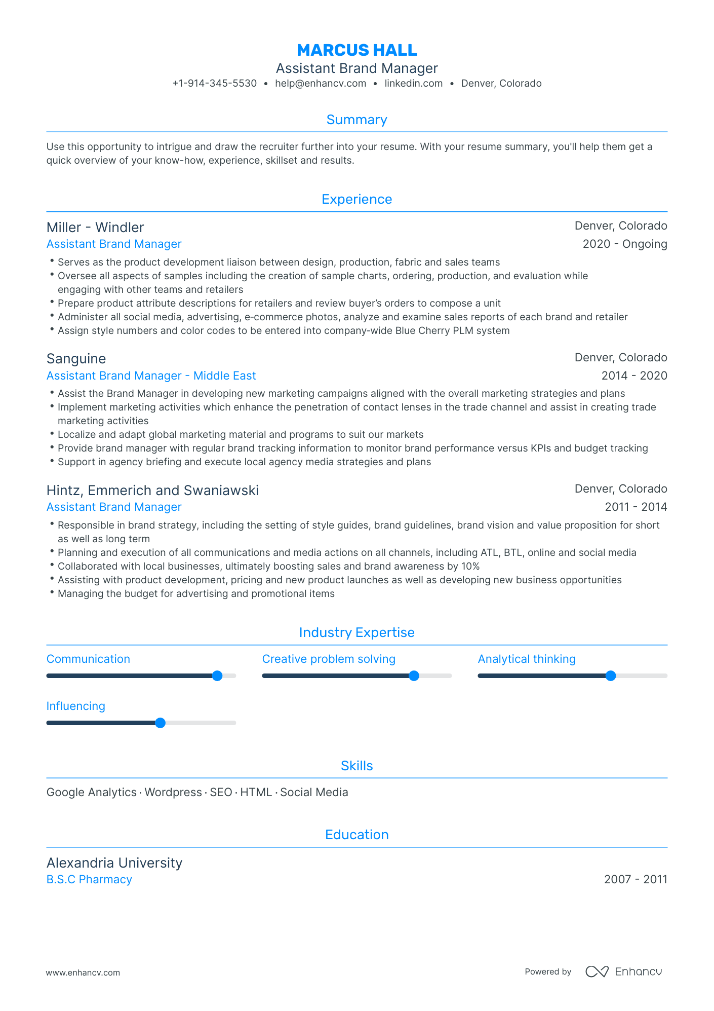 Assistant Brand Manager Resume Examples & Guide for 2023 (Layout ...