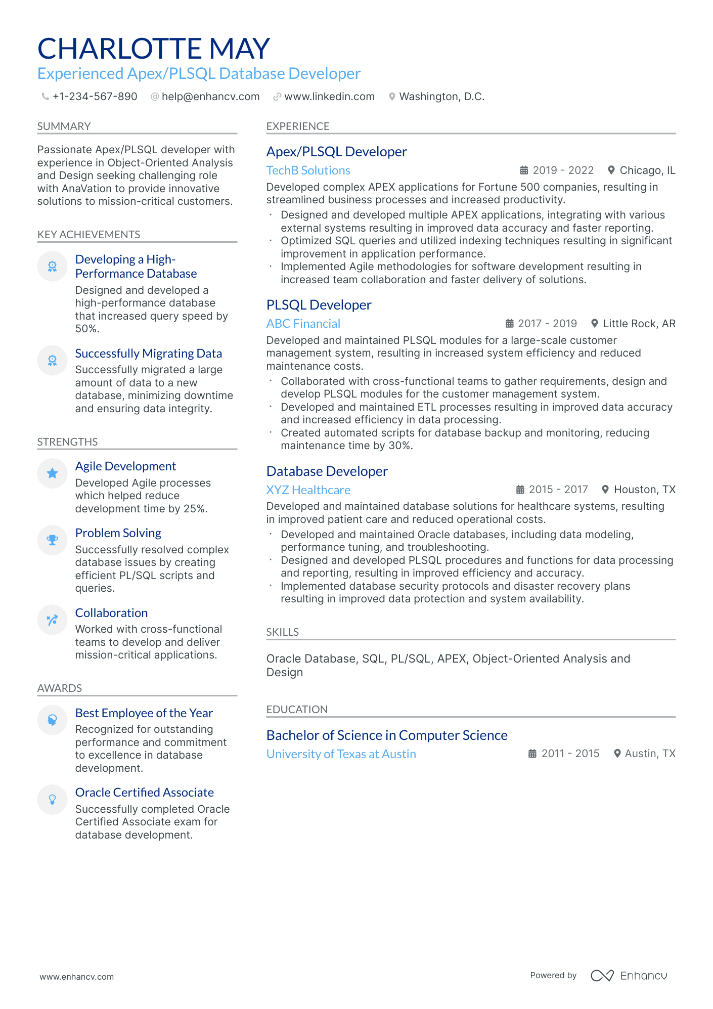 Senior Database Developer Example Resume 10 Database Developer Resume Examples, Templates & Guide for 2026