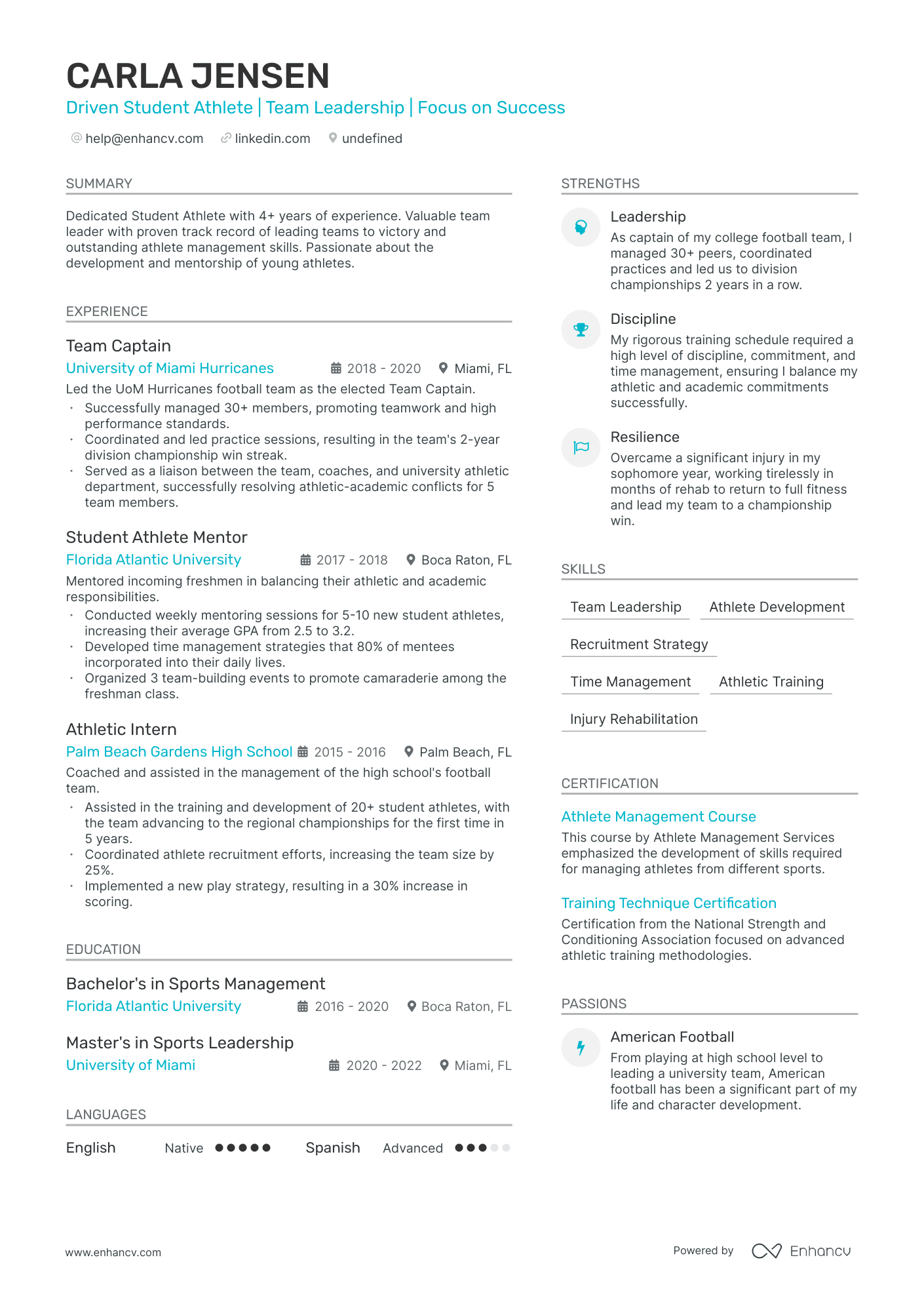 5 Student Athlete Resume Examples & Guide for 2024