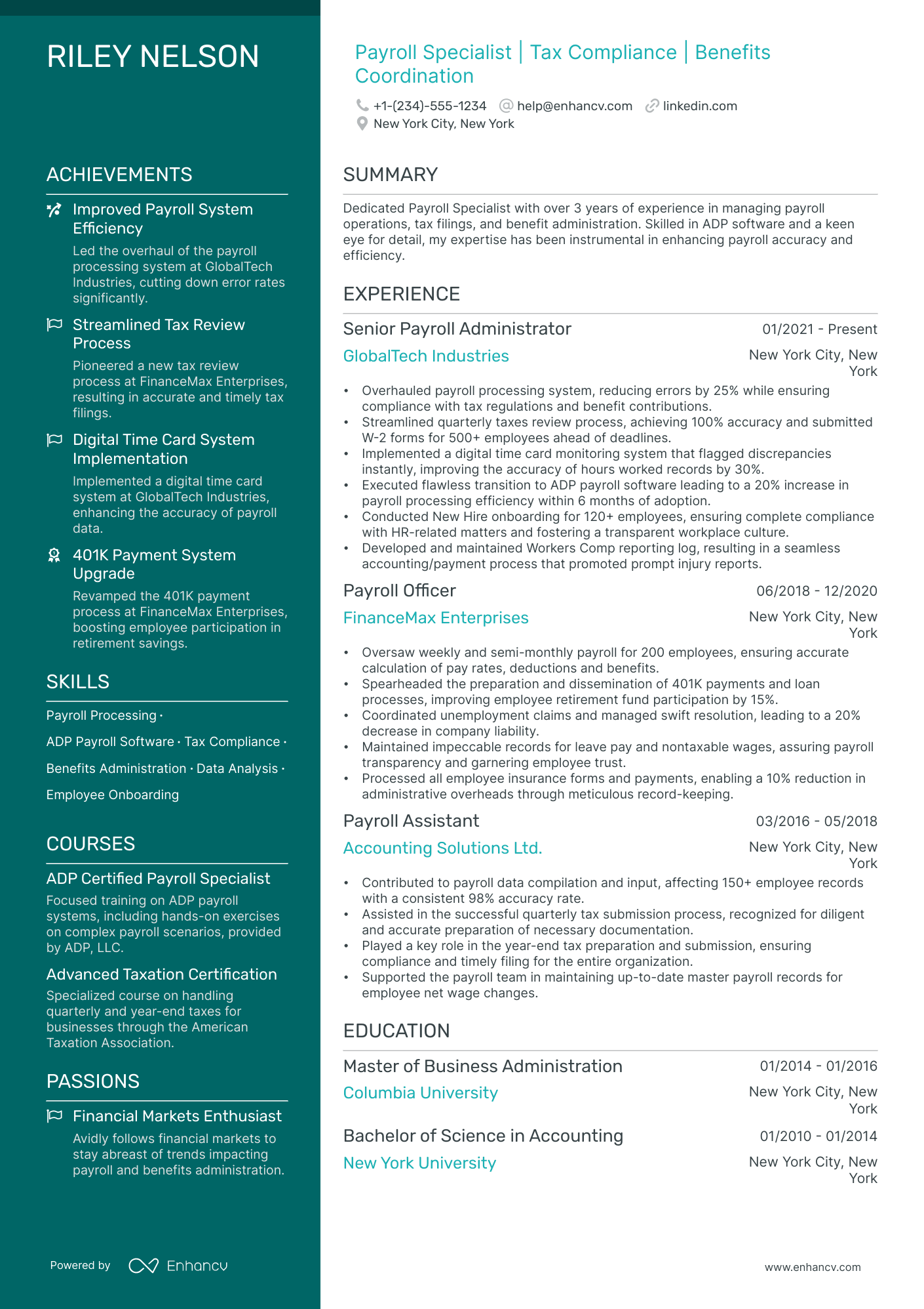 5 Payroll Admin Resume Examples & Guide for 2024