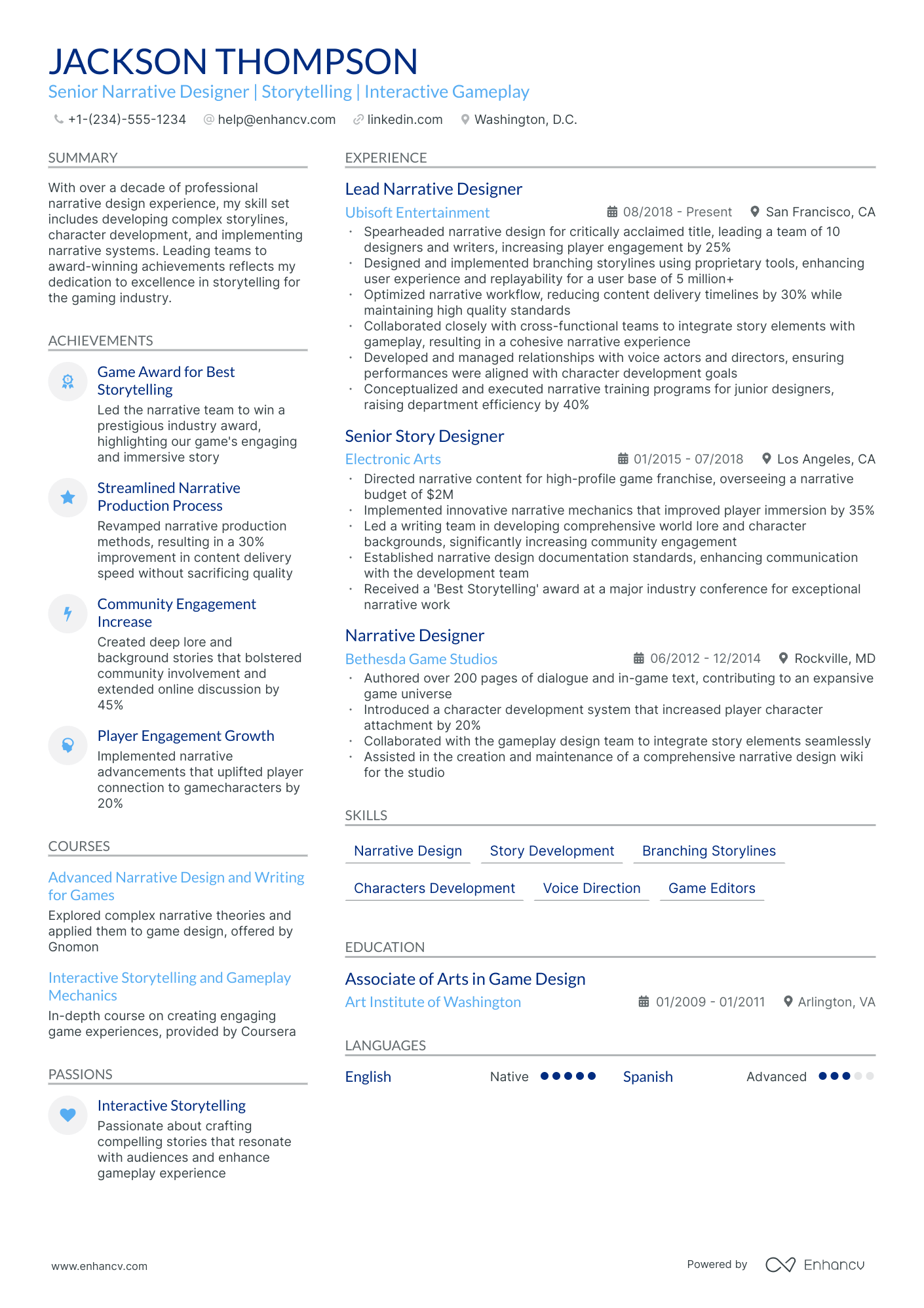 5 Narrative Designer Resume Examples & Guide for 2024