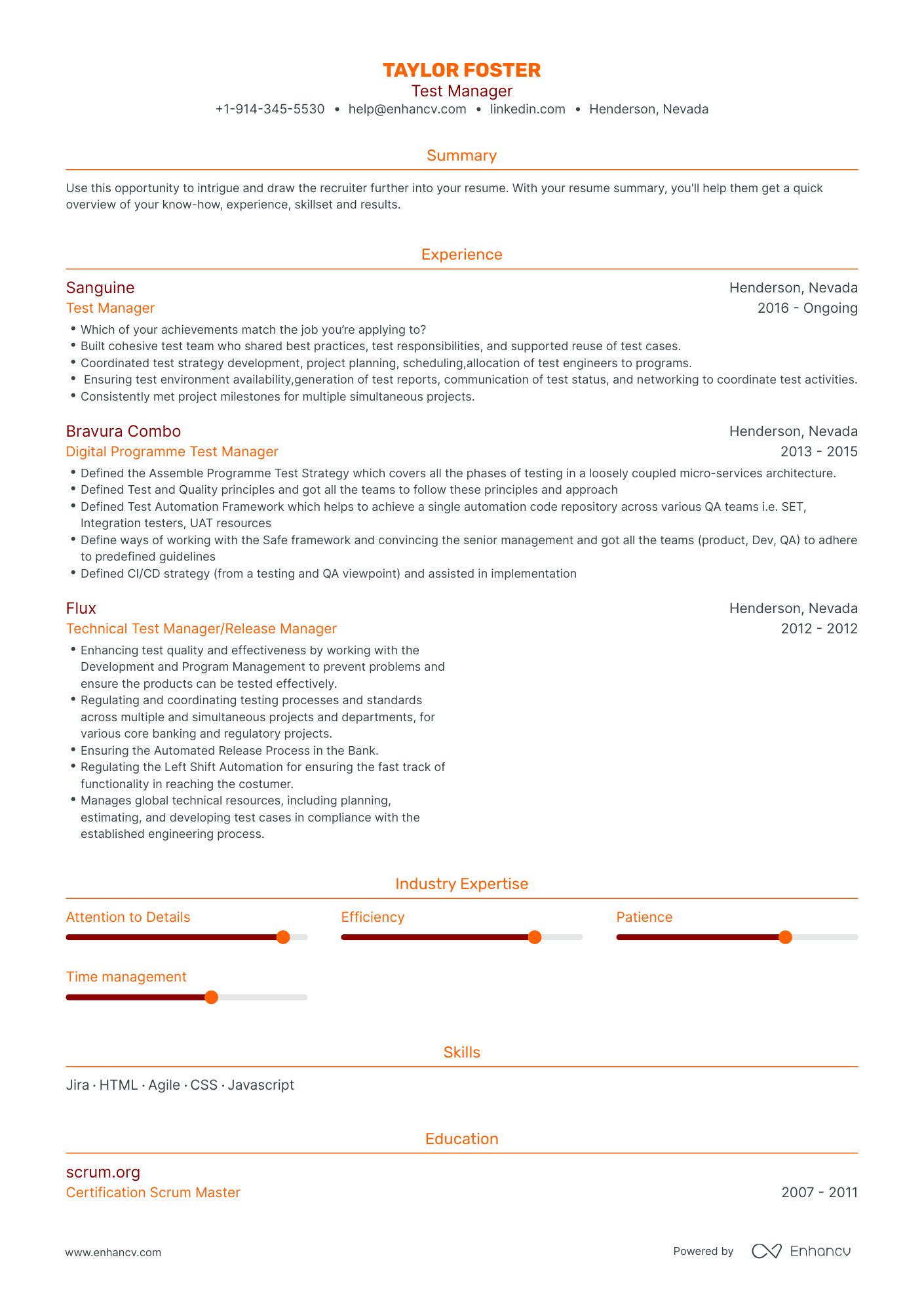 Test Manager Resume Examples & Guide for 2023 (Layout, Skills, Keywords ...