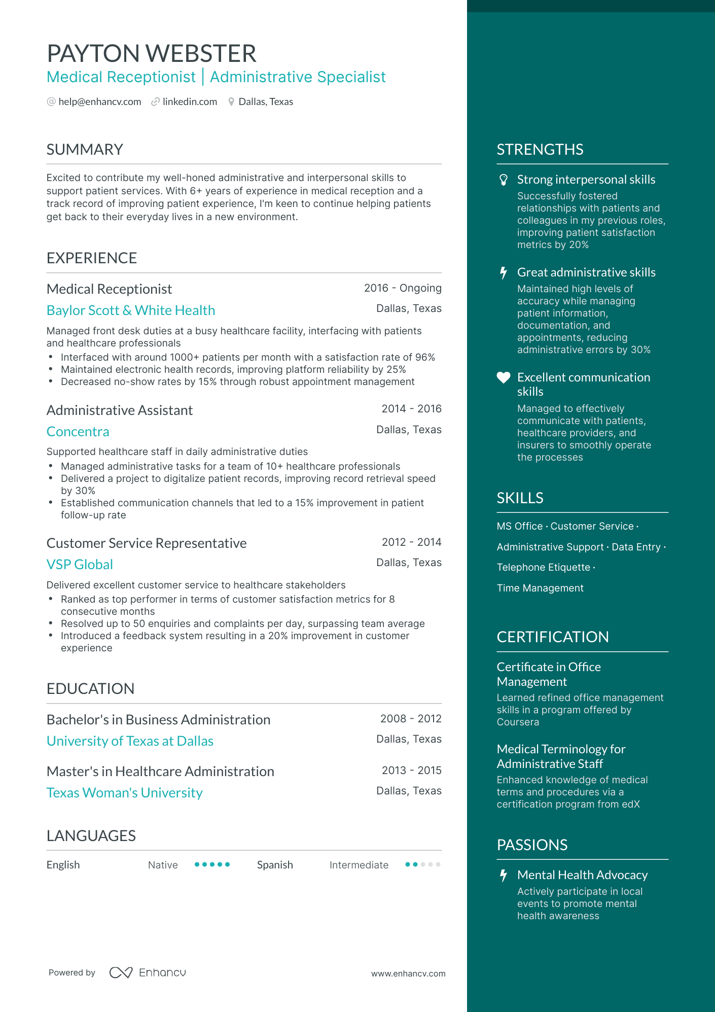 5 Front Desk Medical Receptionist Resume Examples & Guide for 2024