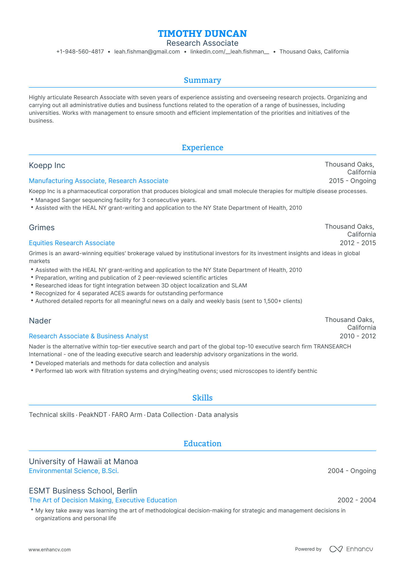 5 Research Associate Resume Examples & Guide for 2023