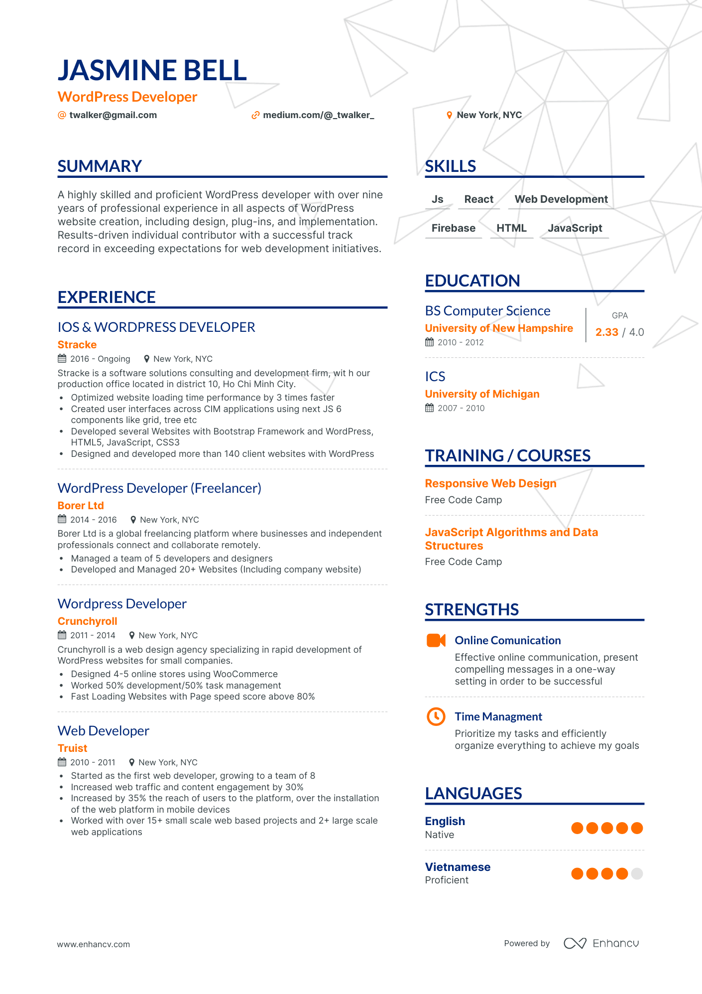 Wordpress Developer Resume Examples & Guide for 2023 (Layout, Skills ...