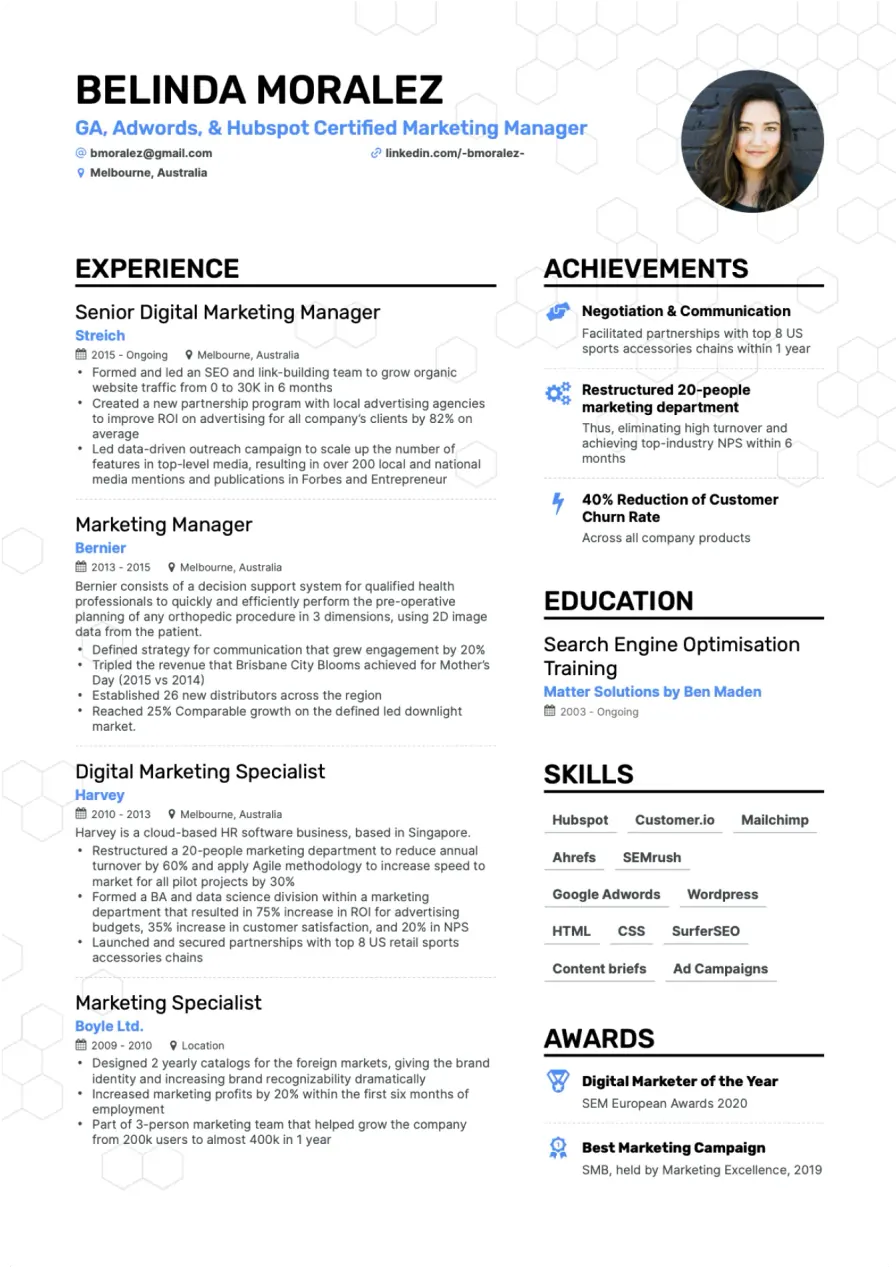 Enhancv's Professional Resumes for IU students