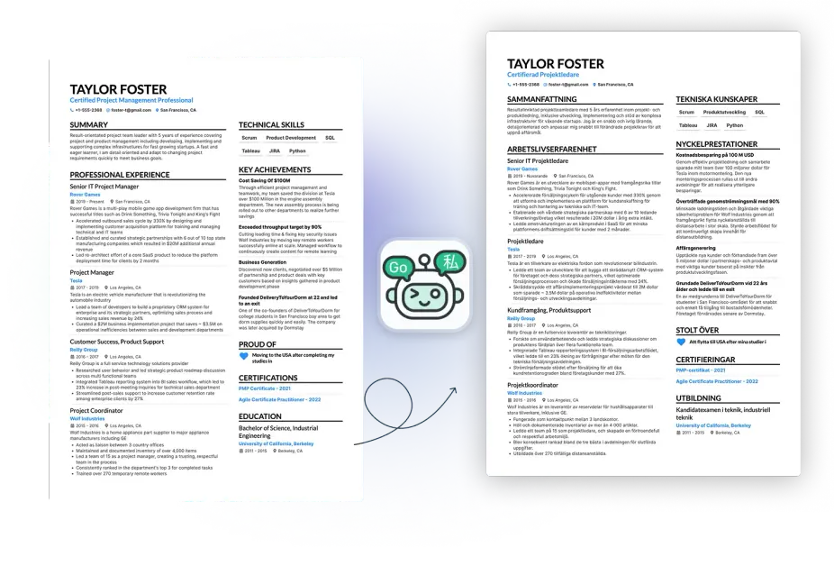 Translate your resume with AI