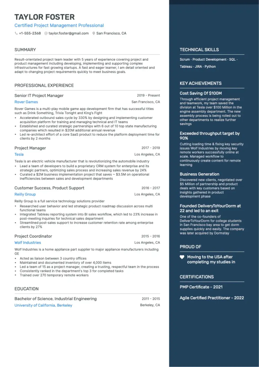 Resume created from Linkedin profile