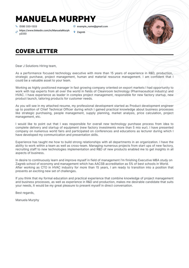 best cover letter for coo