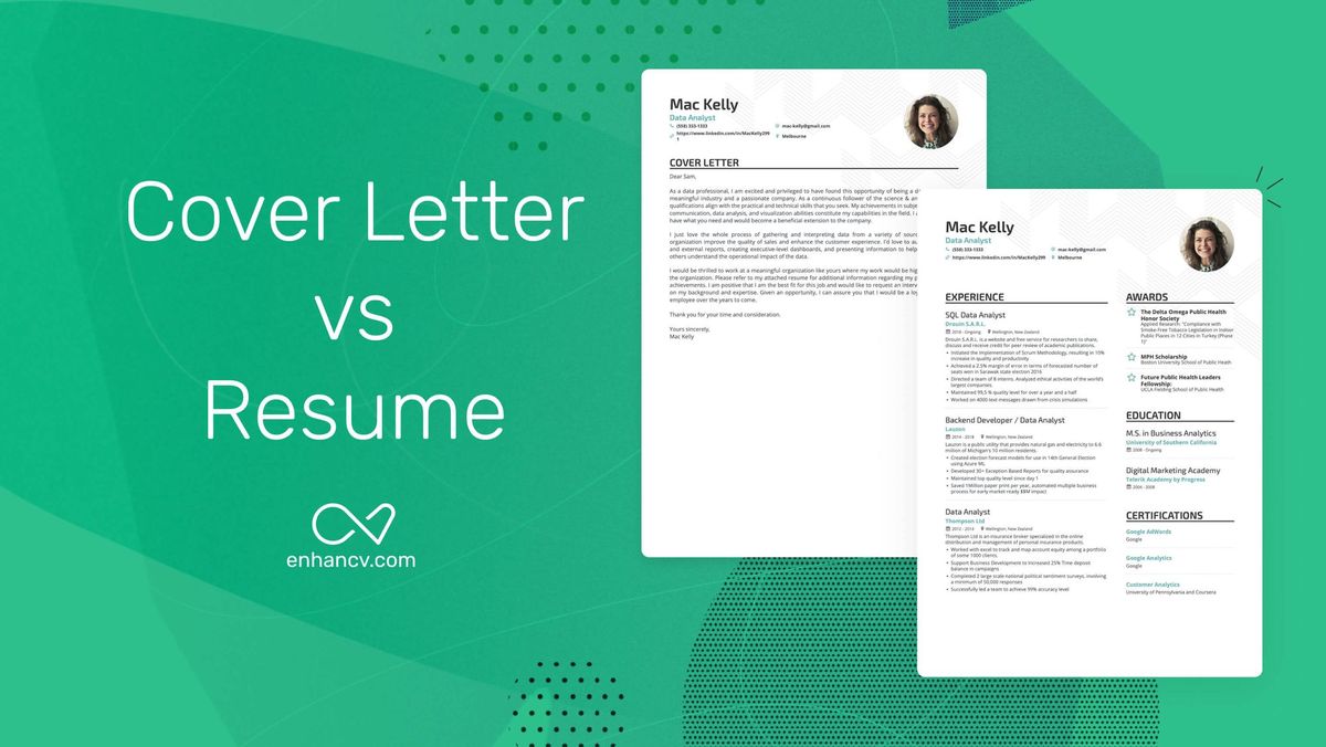 resume vs cover letter examples