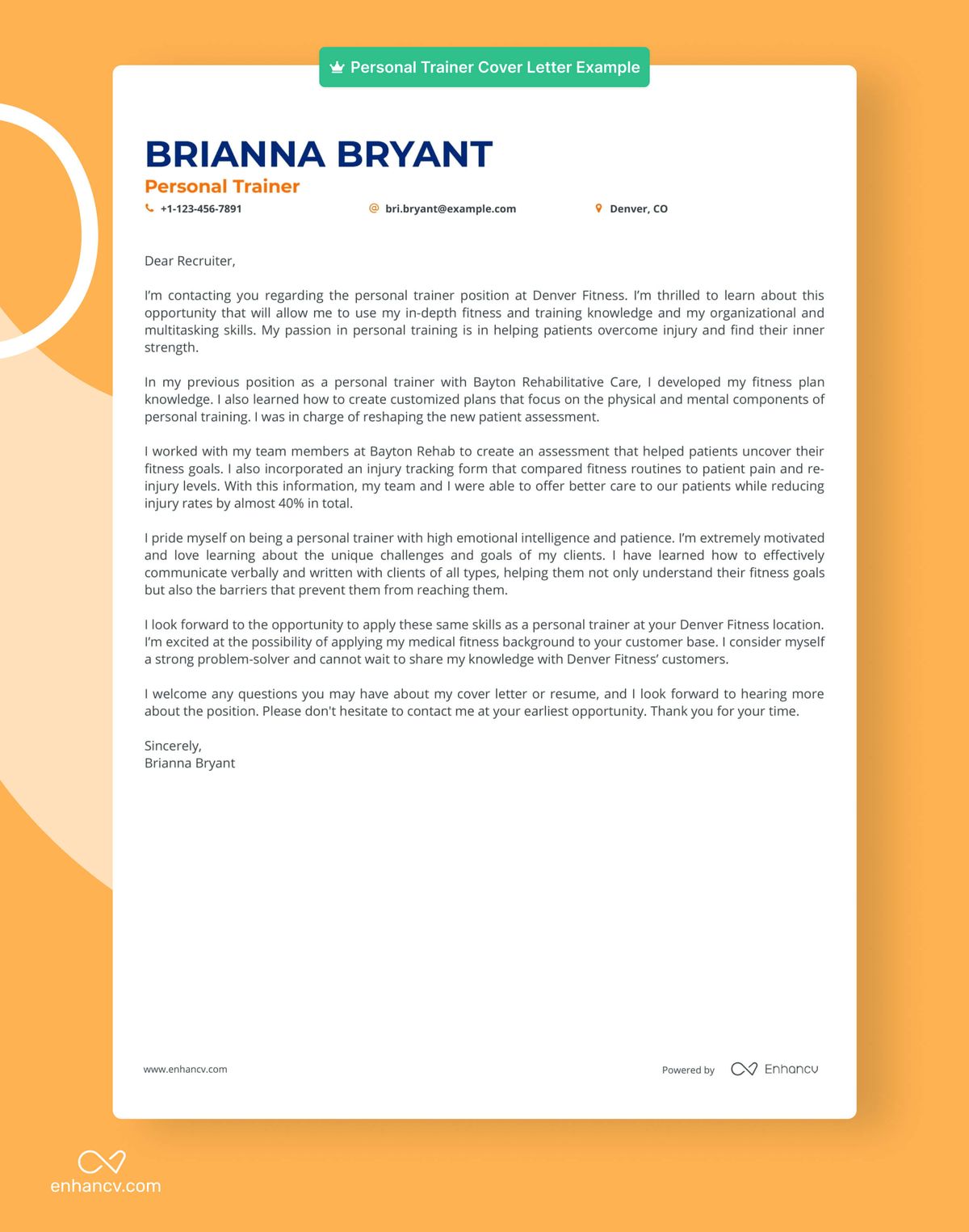 cover letter trainer template