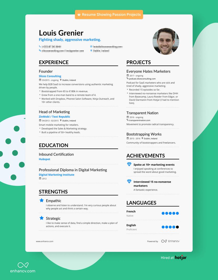 Showing Passion Project On Resume Louis Grenier 6bdbc637f9 &width=828