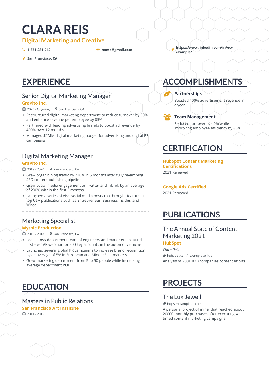 Digital Marketing resume