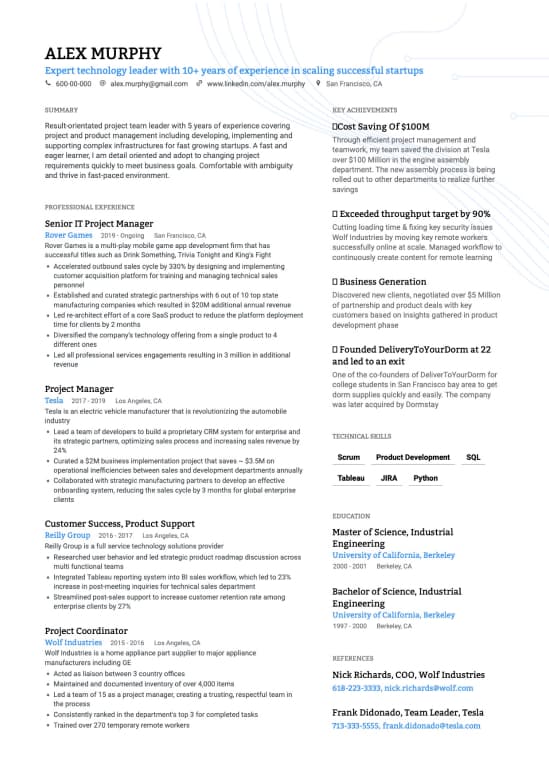 Project Manager resume