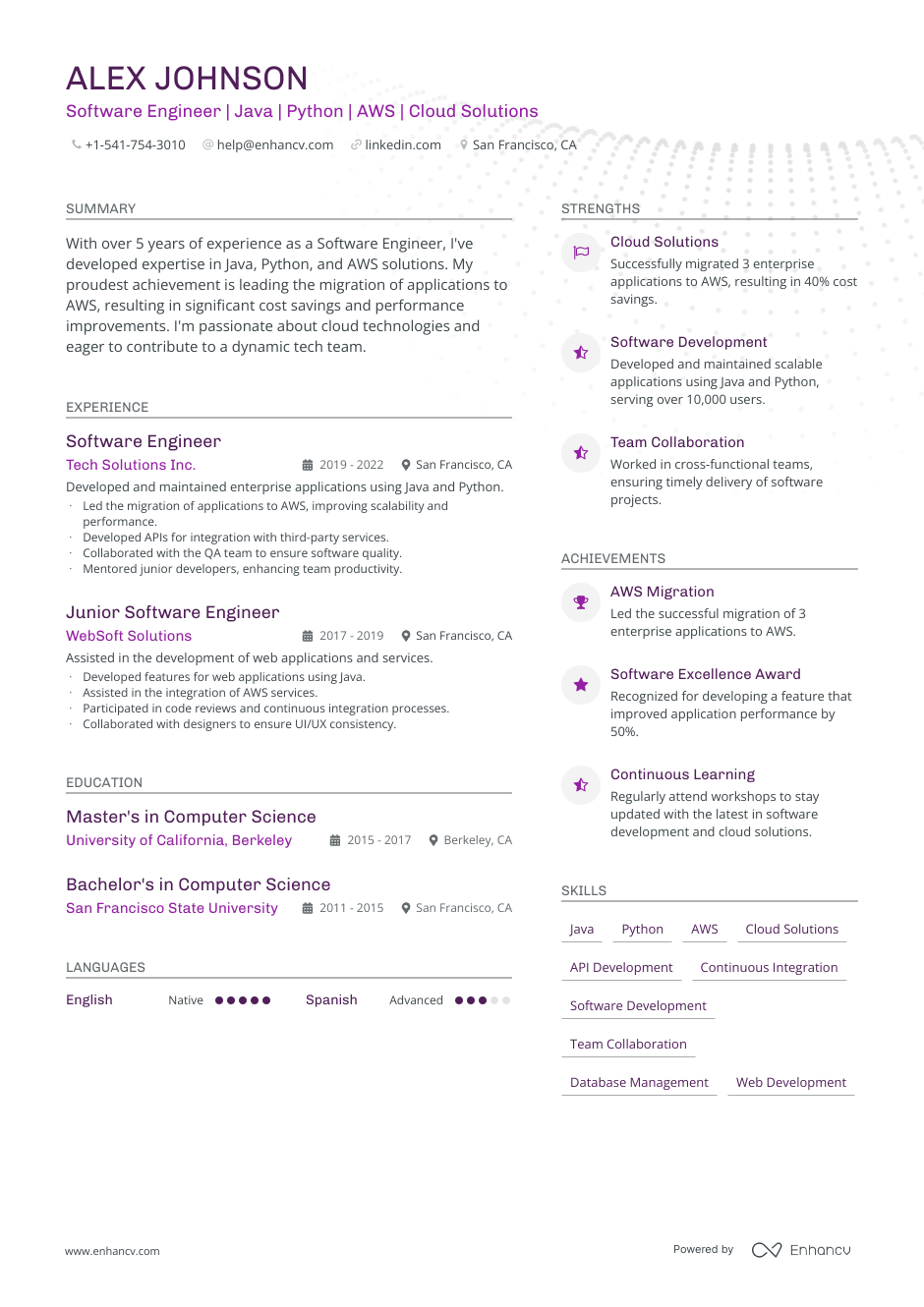 AWS resume example