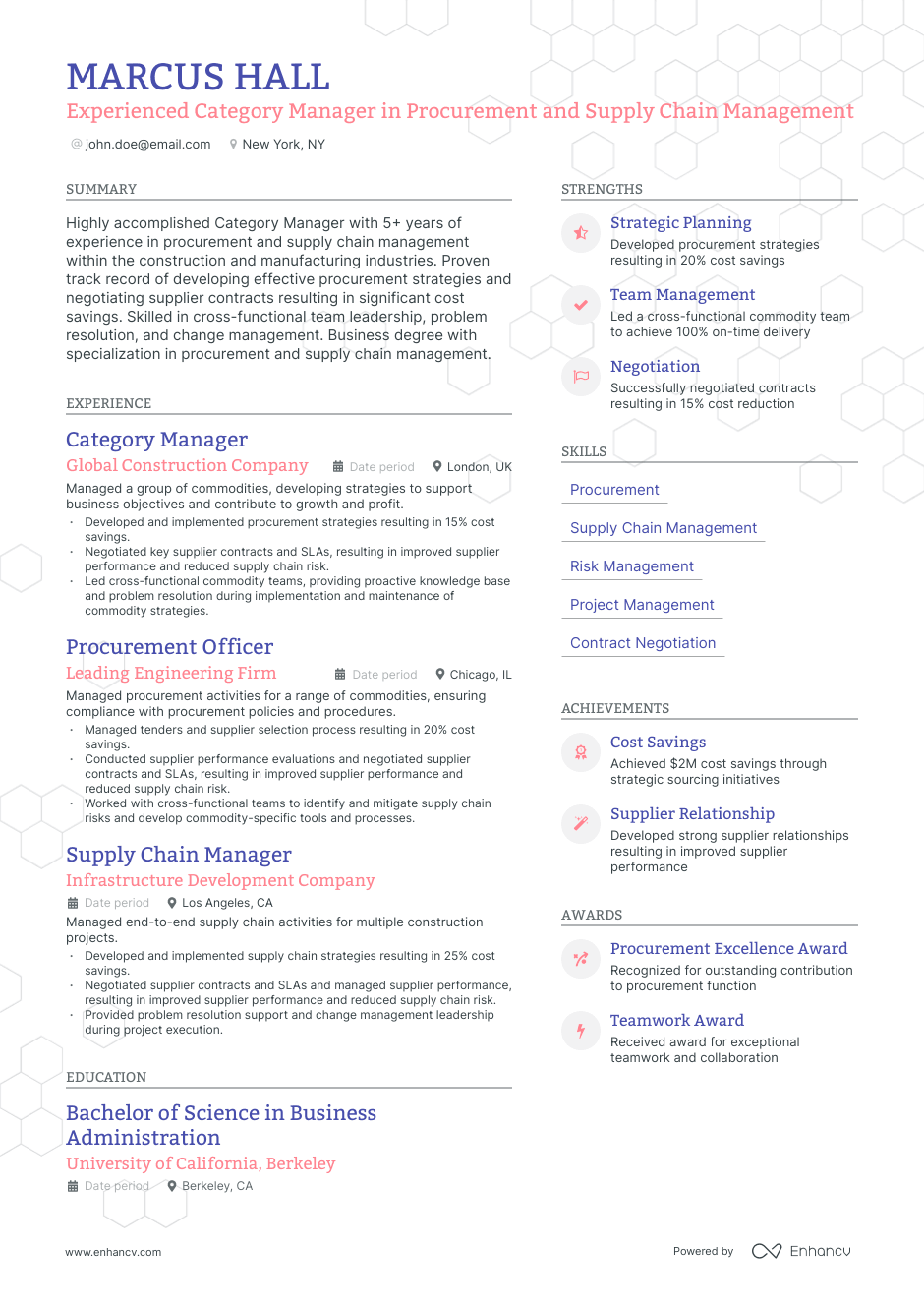 commodity manager resume example