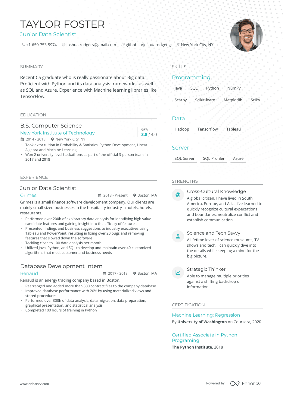Computer Science resume example