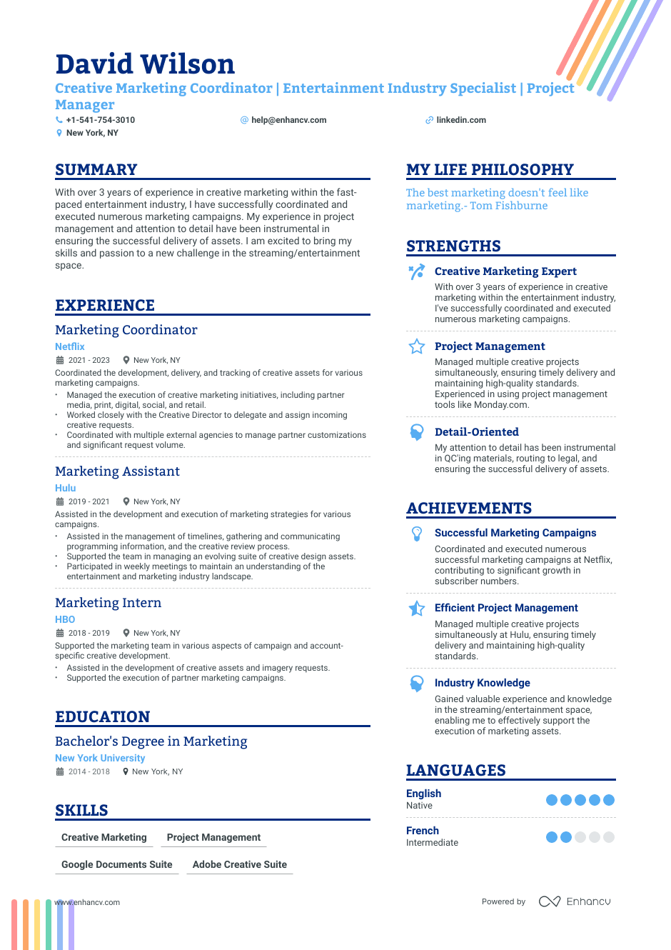 creative marketing resume example