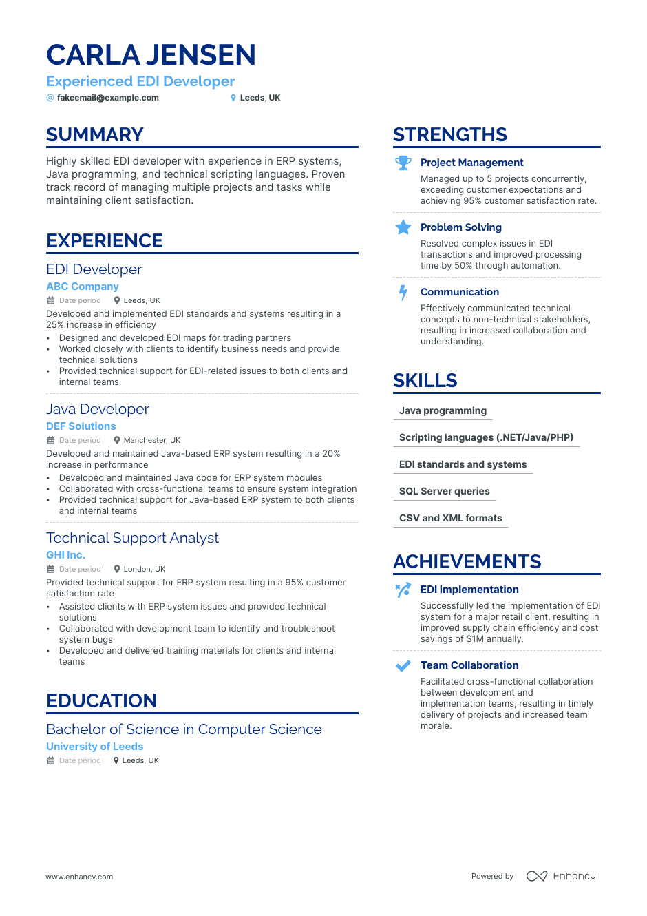 EDI Developer resume example