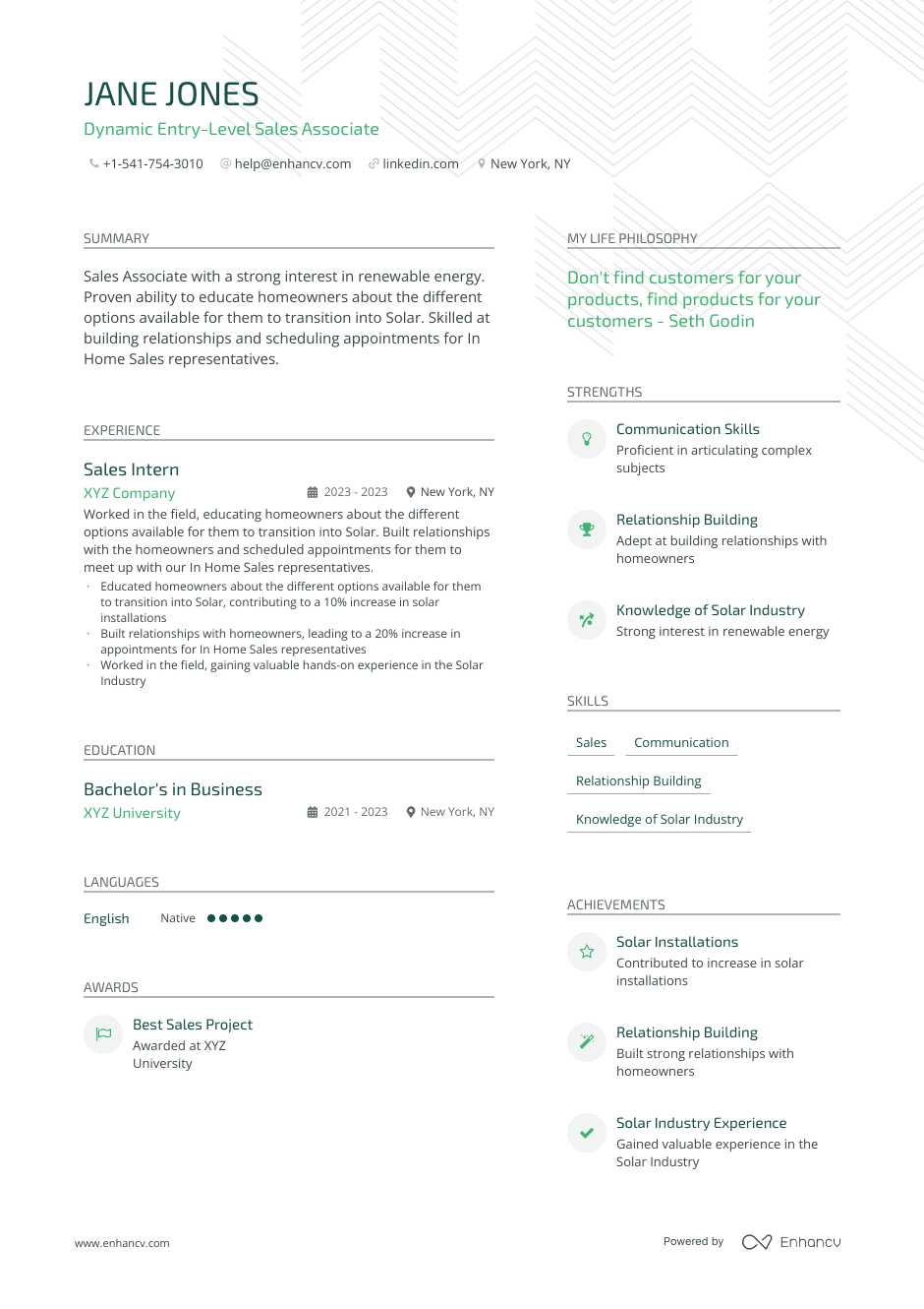 entry level sales resume example