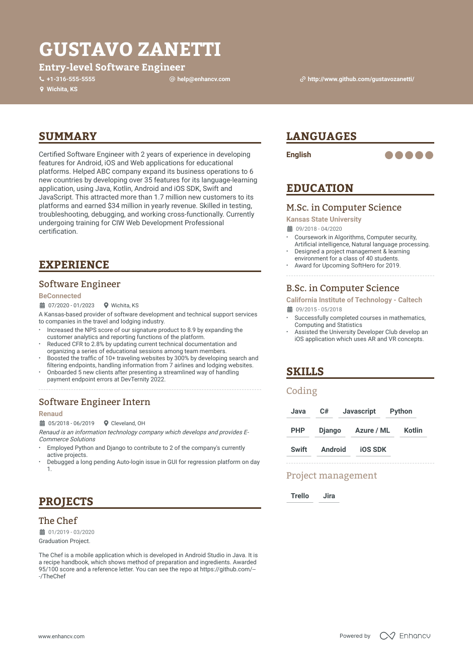entry level software engineer resume example