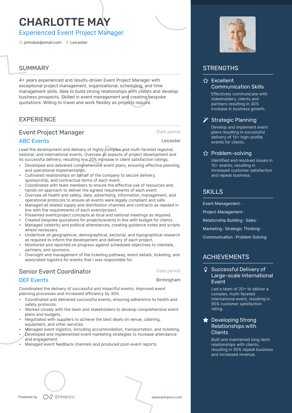 event project manager resume example