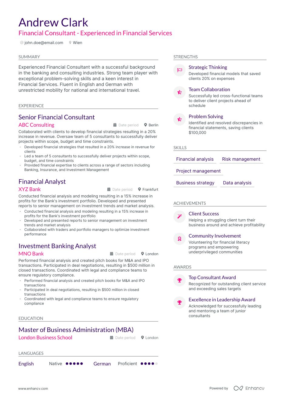 Financial Consultant resume example
