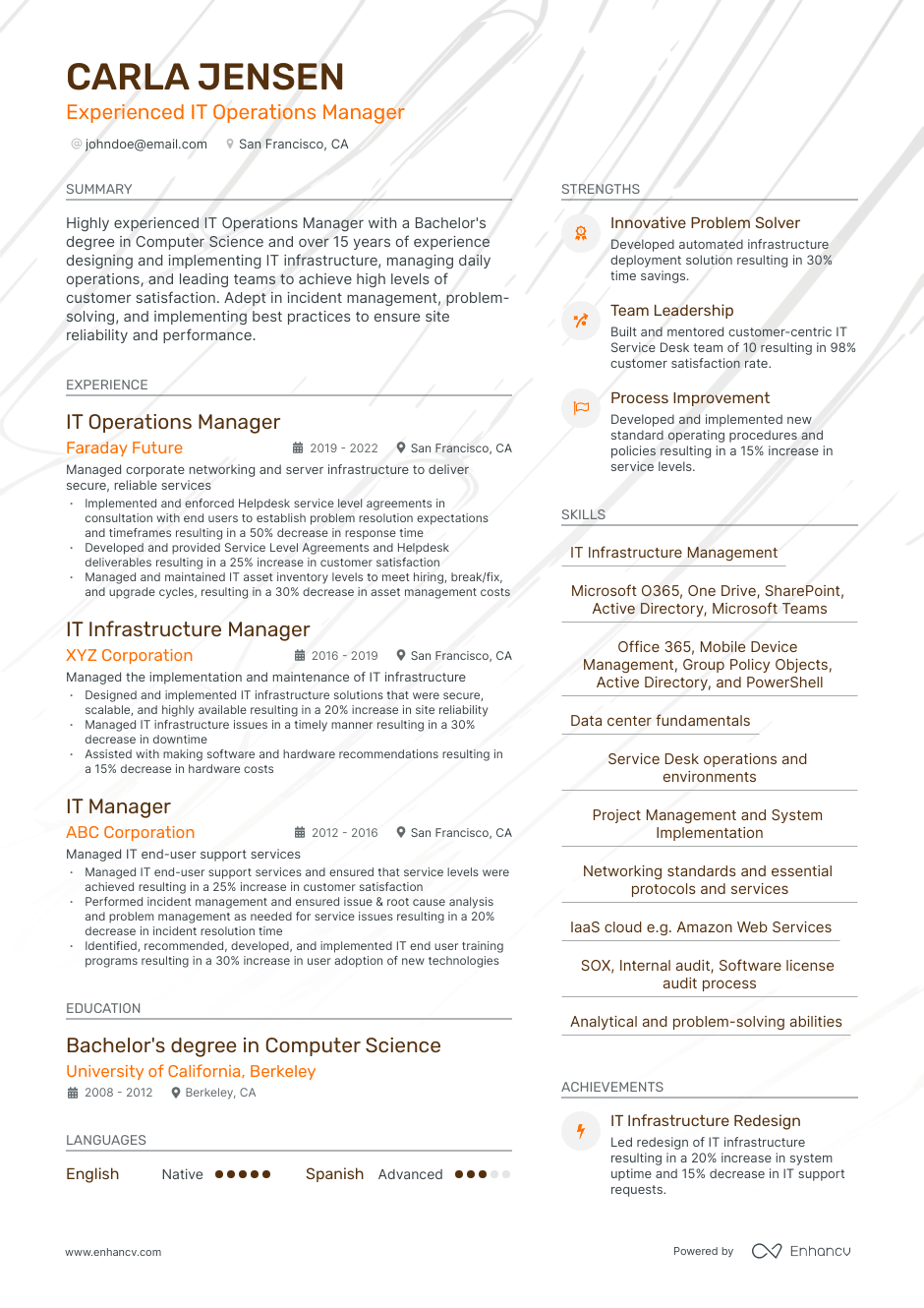 it operations manager resume example