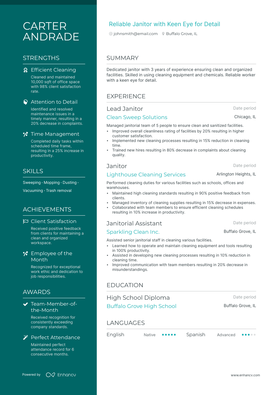 janitor resume example