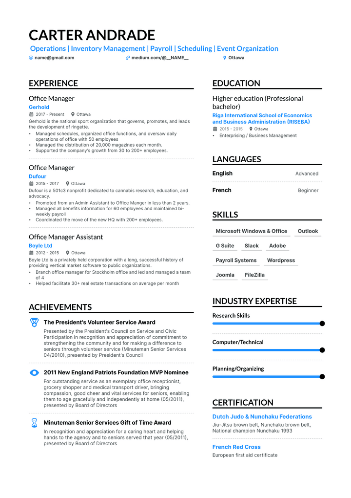 office manager resume example