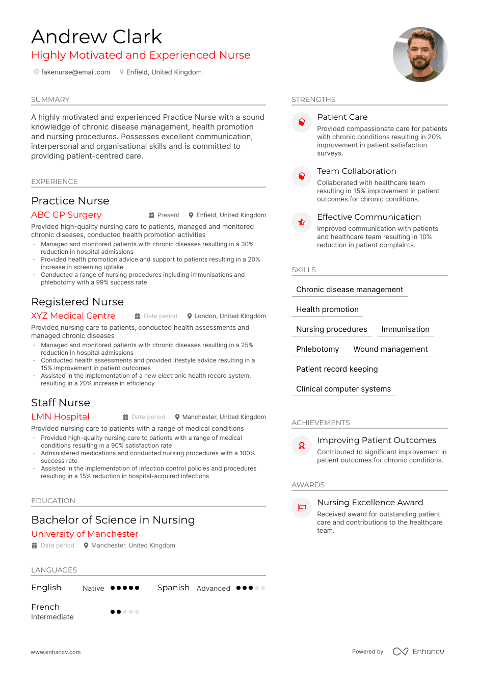 practice nurse resume example