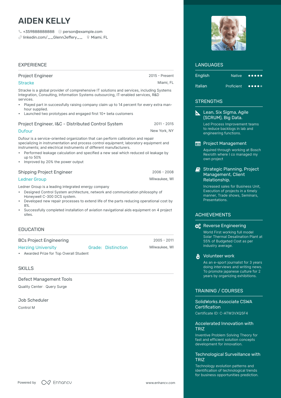 Project Engineer resume example