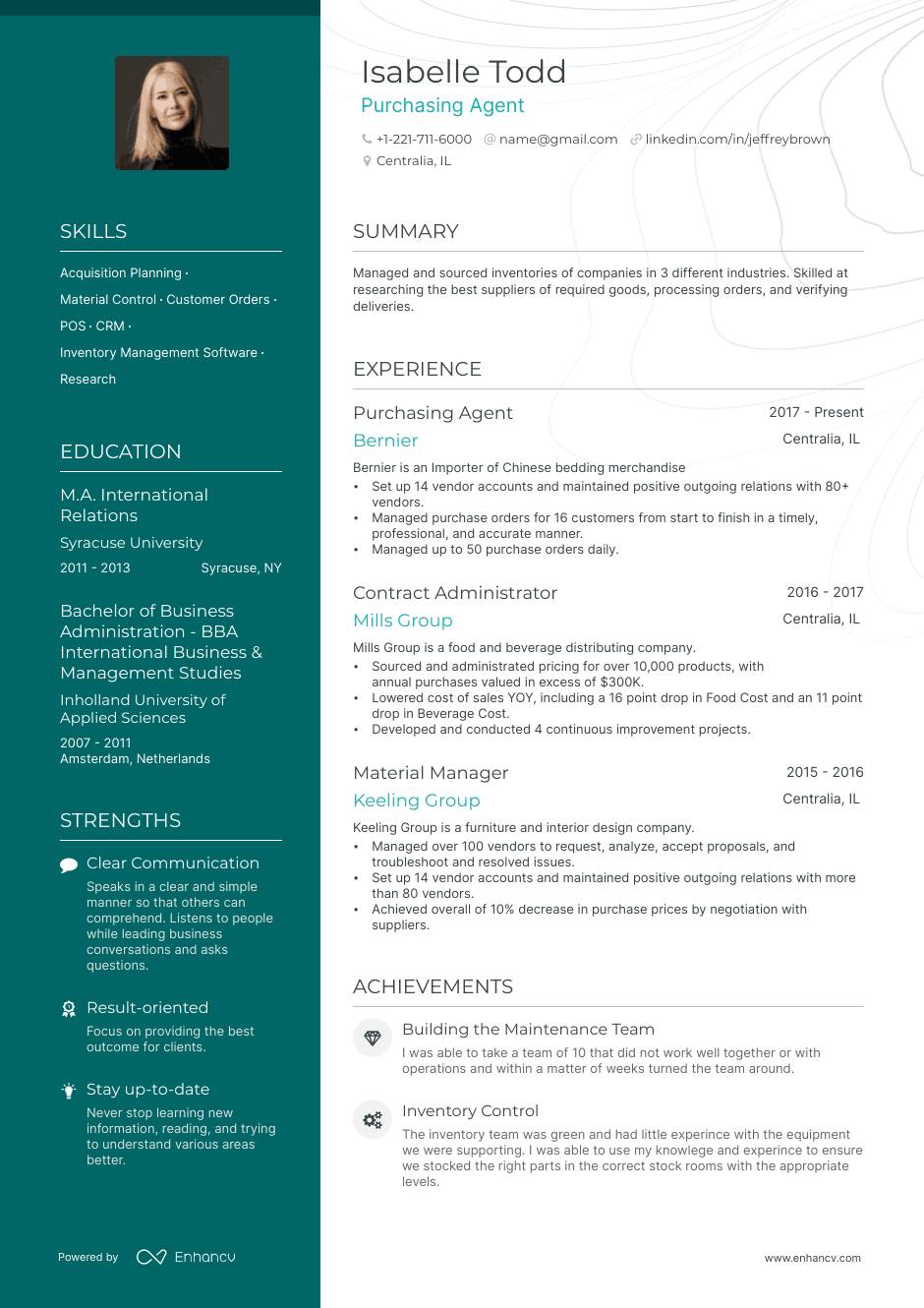 purchasing agent resume example