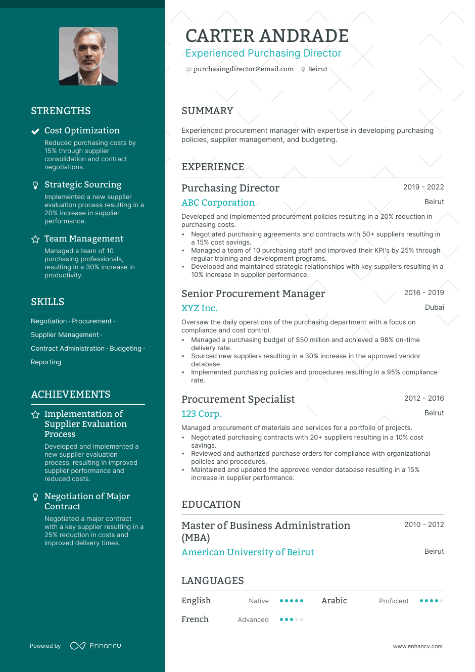 purchasing director resume example