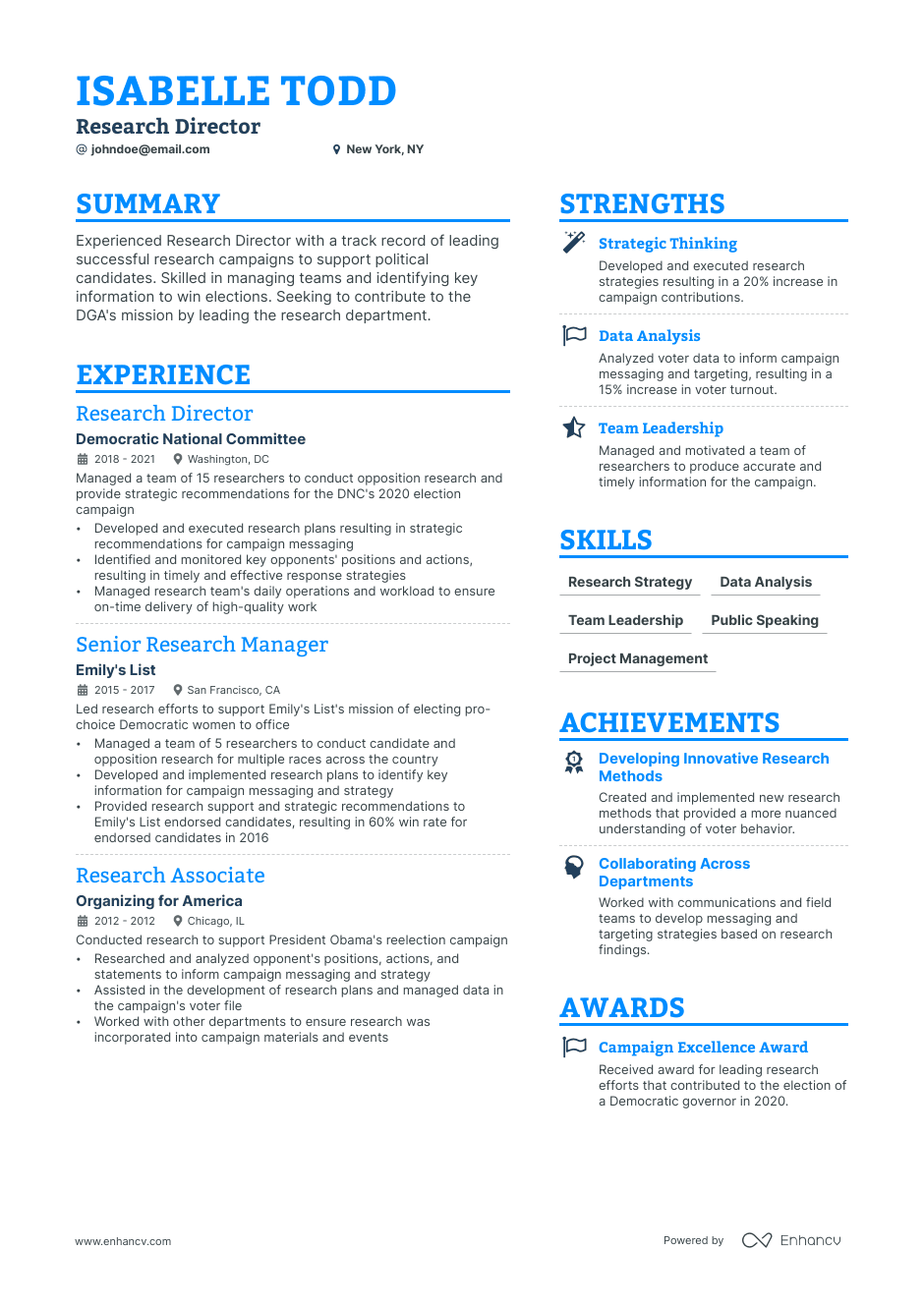 research director resume example