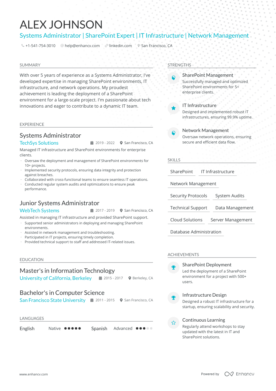 Sharepoint resume example