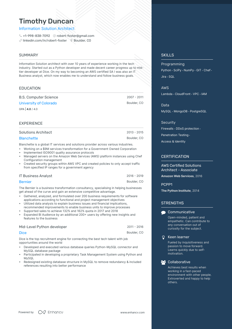 Solutions Architect resume example
