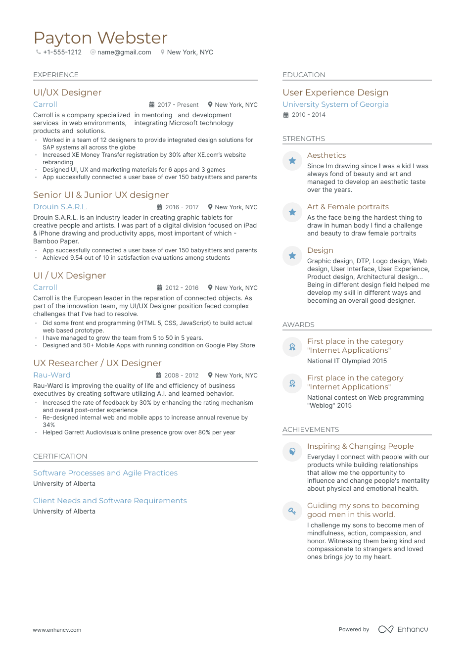 UI Designer resume example