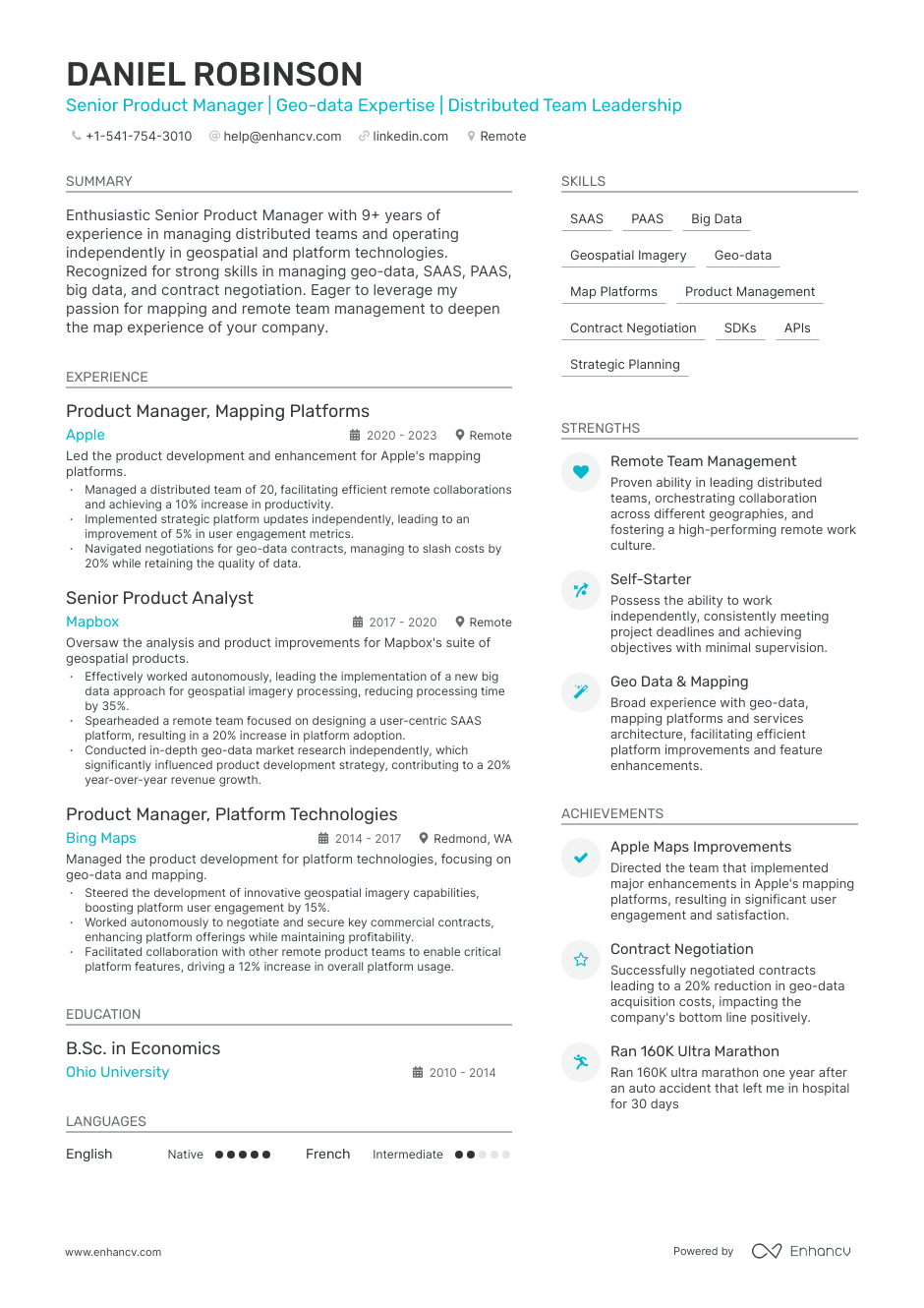 Work From Home resume example