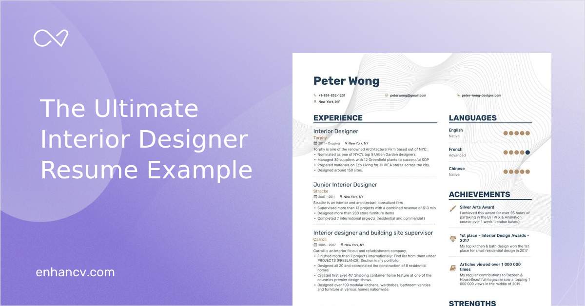 5 Interior Designer Resume Examples & Guide for 2023