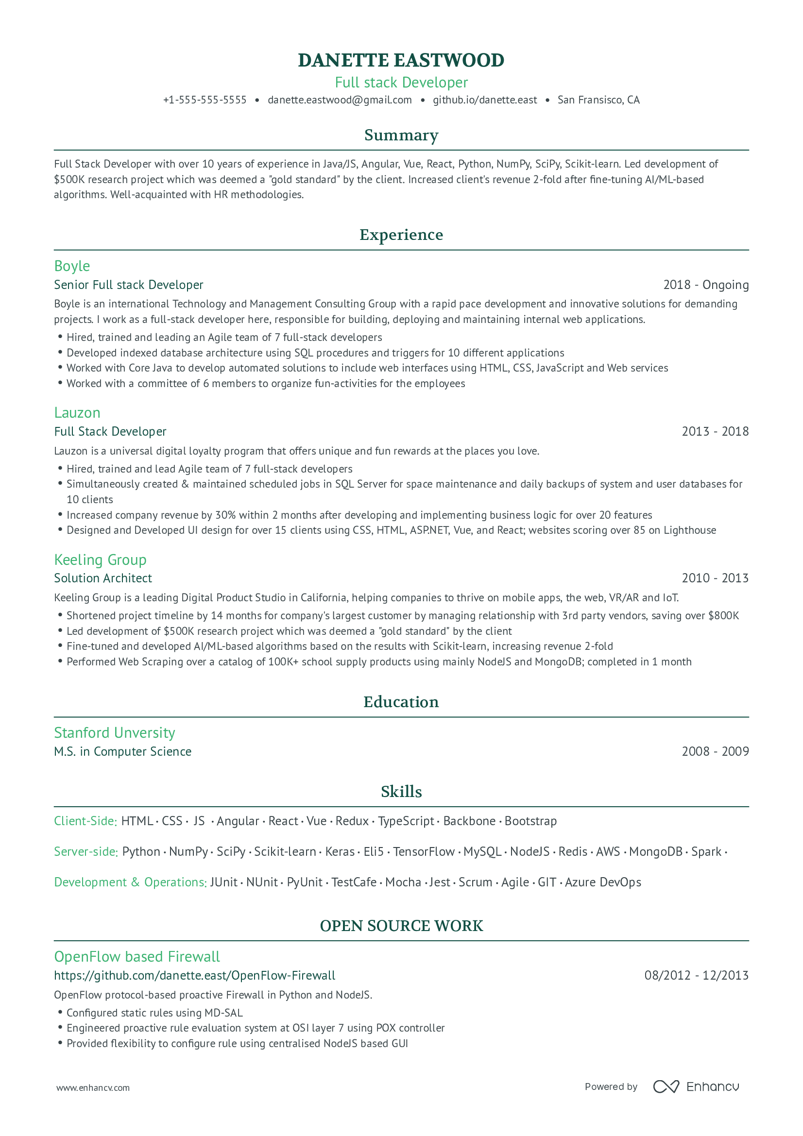 chronological resume application