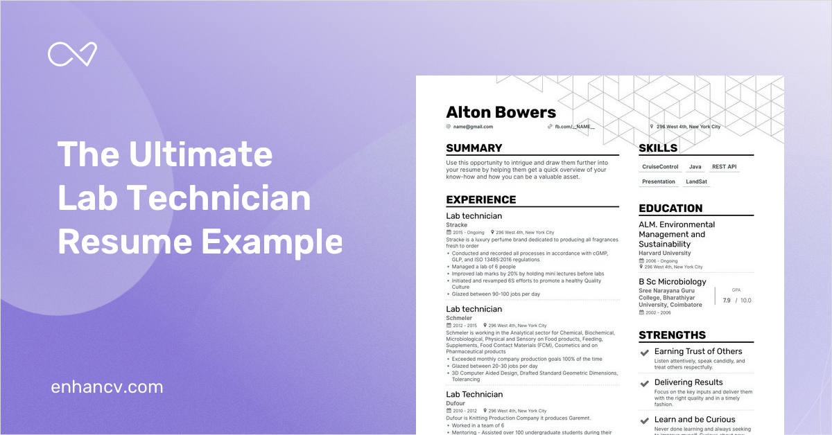 Lab Technician Resume Examples & Guide for 2023 (Layout, Skills, Keywords &  Job Description)