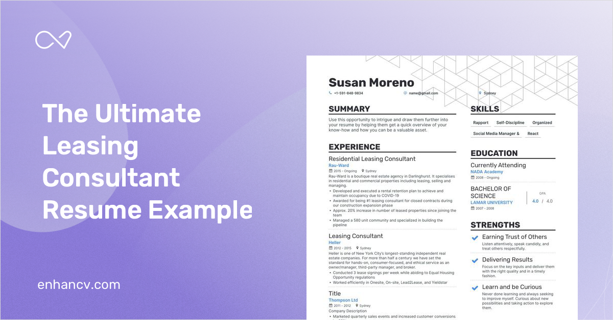 5 Leasing Consultant Resume Examples & Guide for 2024