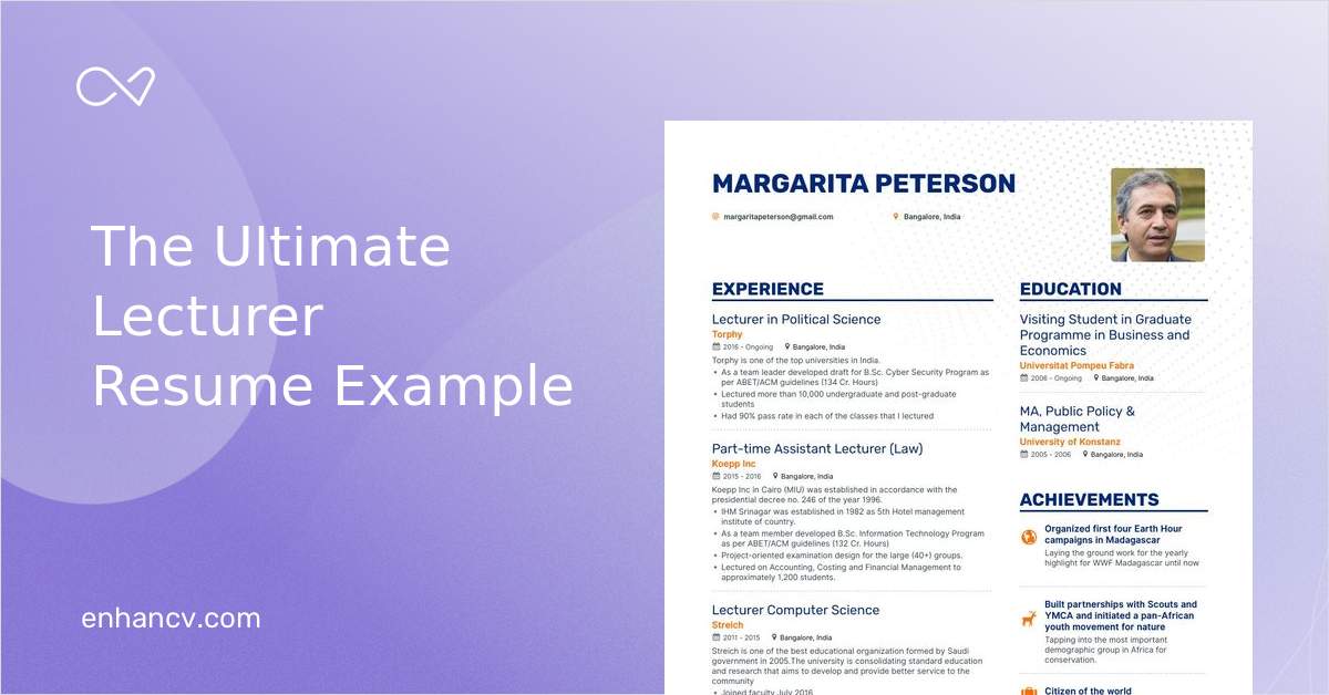 lecturer resume format in word