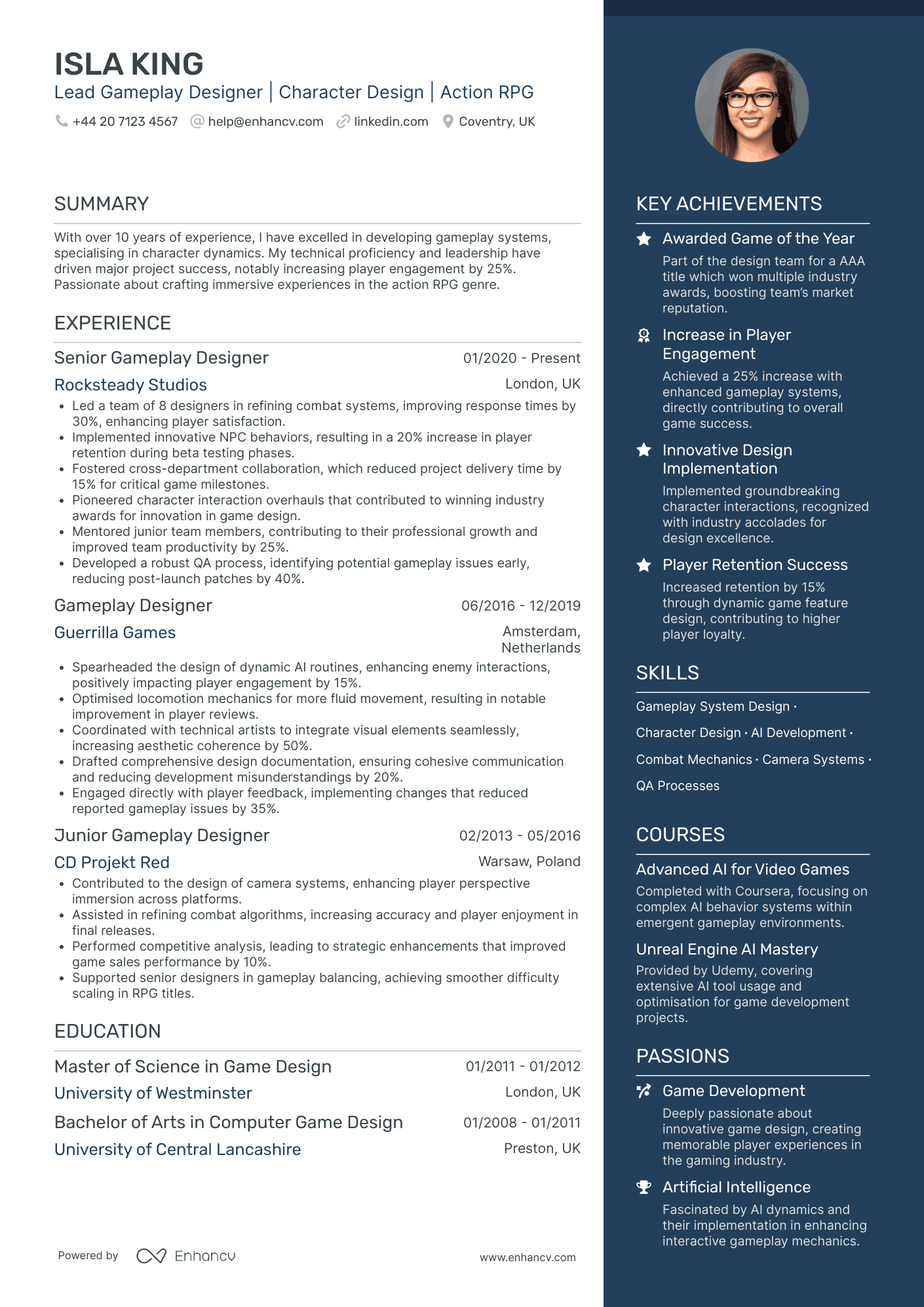 Game Design CV Examples & Guide for 2026