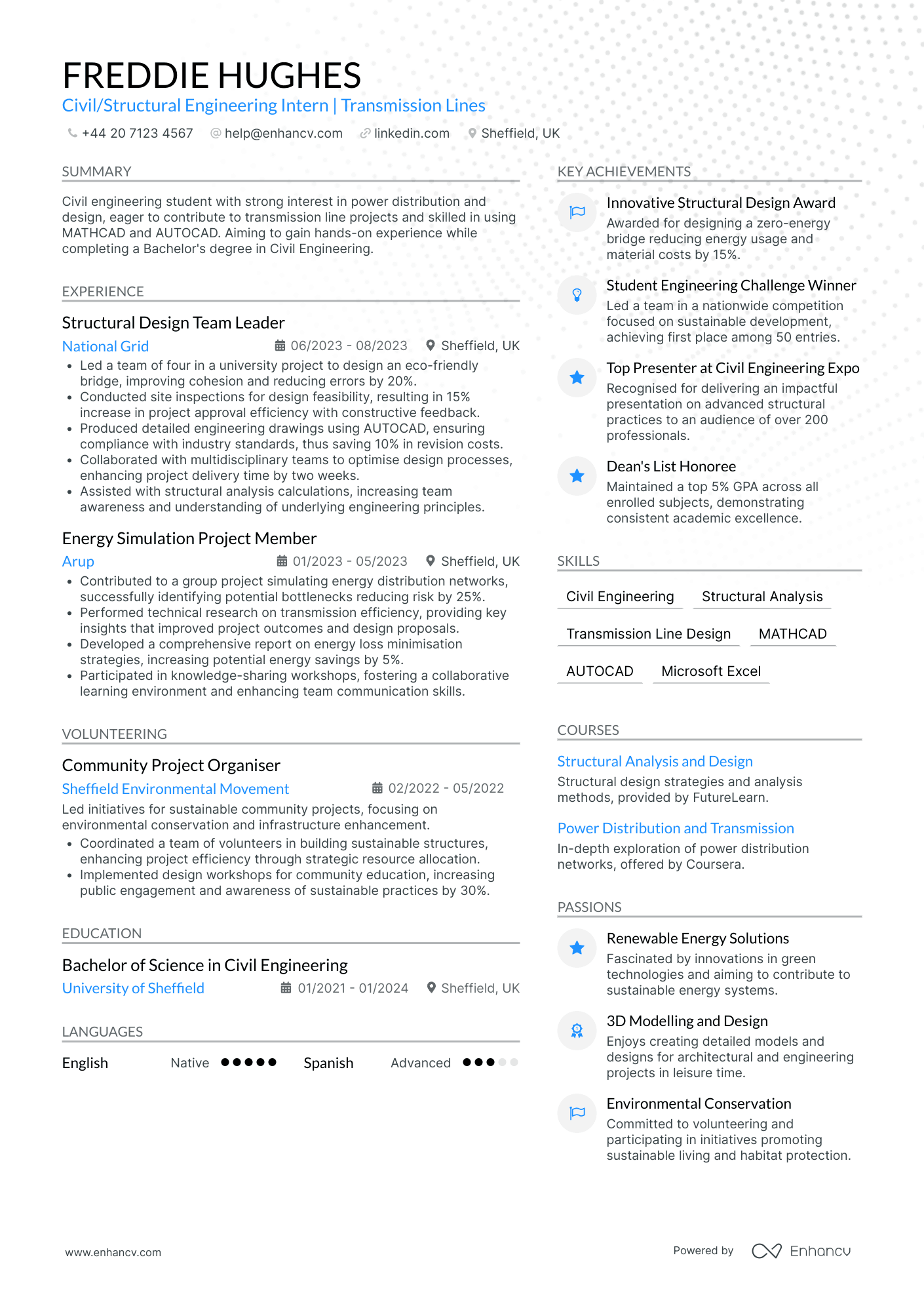 Structural Engineering Student Cv Examples Engineering Student CV Examples & Guide for 2026