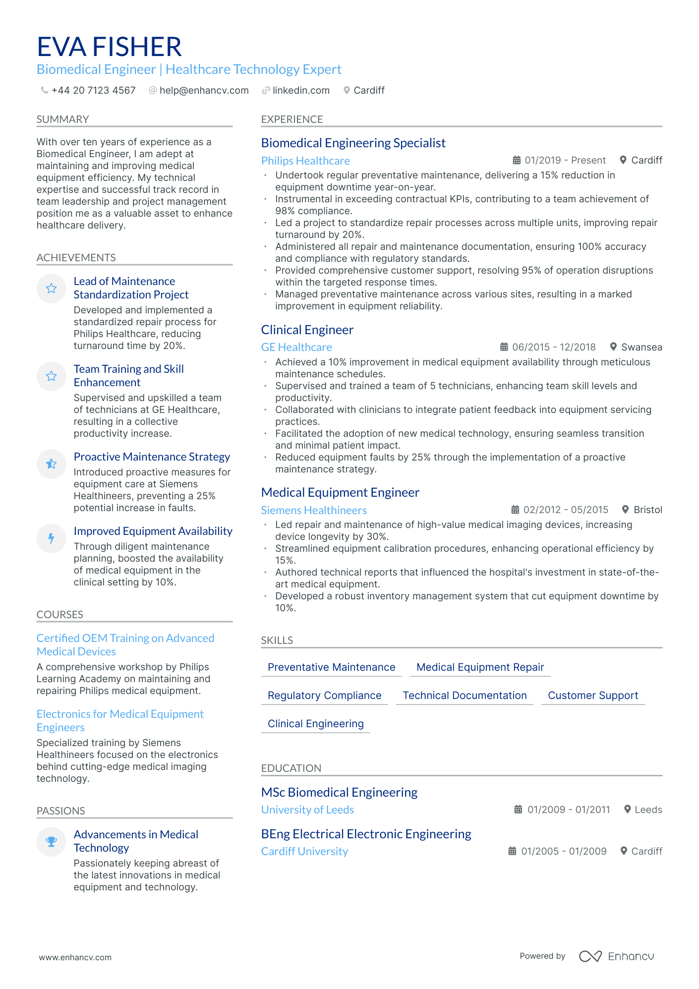 Biomedical Engineer CV Examples & Guide for 2025