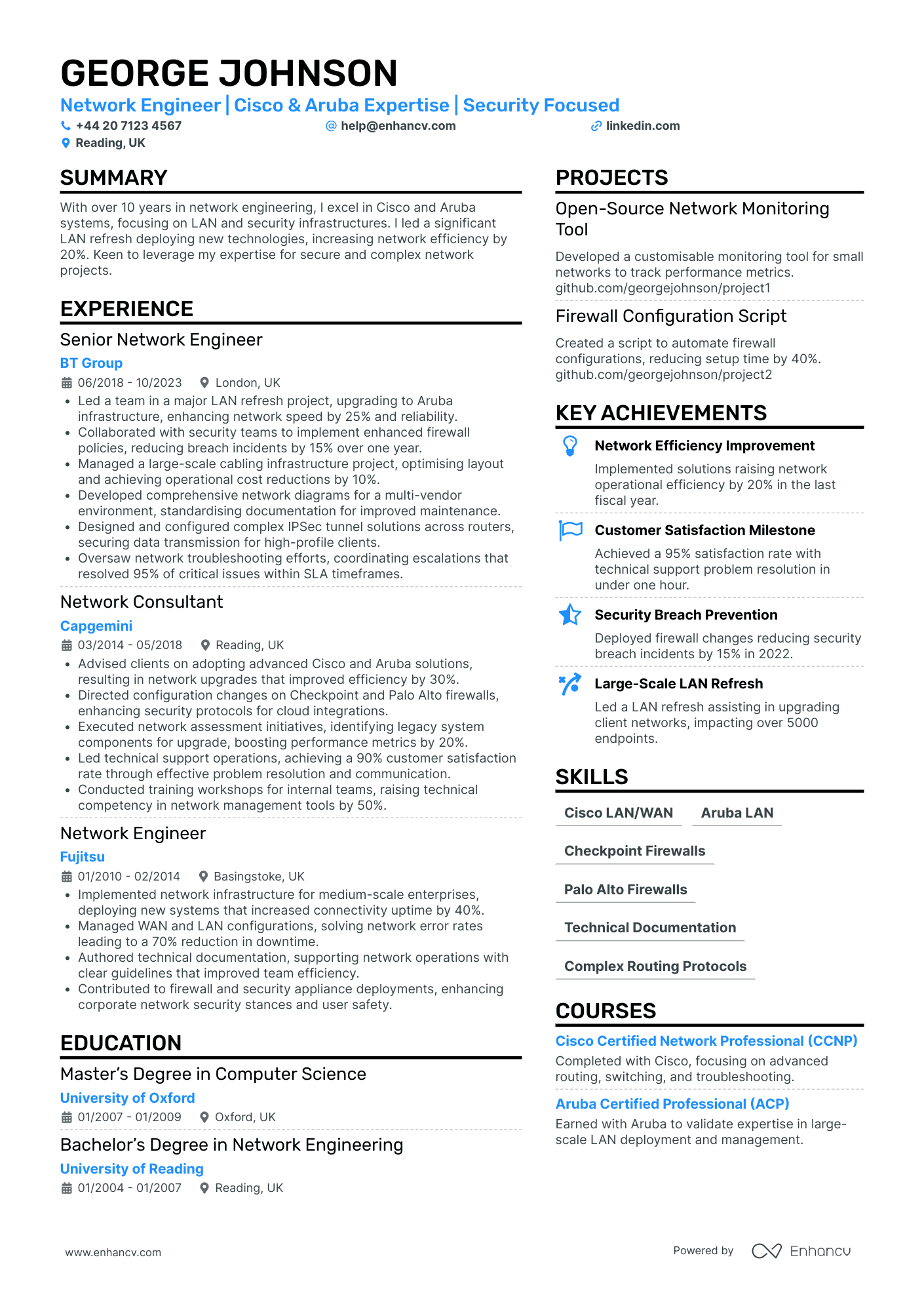 Network Engineer CV Examples & Guide for 2025