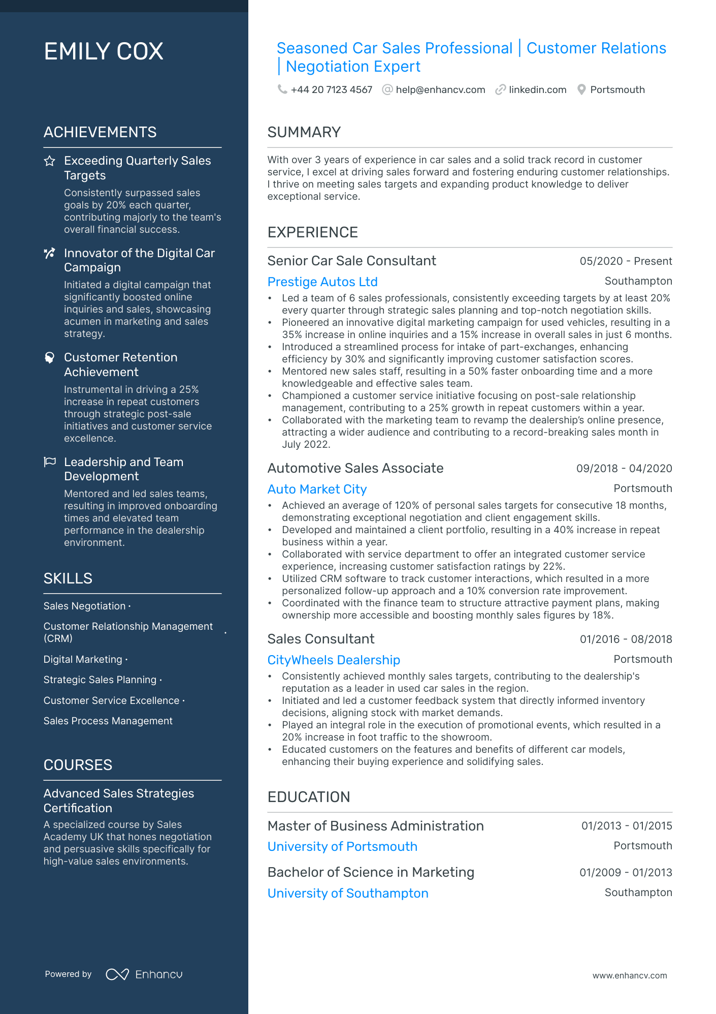 Car Salesman CV Examples & Guide for 2025